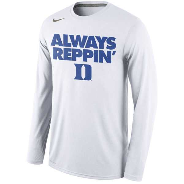 Duke Blue Devils Nike Always Reppin Long Sleeve WEM Top - White,We sell and wholesale Duke Blue Devils Nike Always Reppin Long Sleeve WEM Top - White on line form chian!
